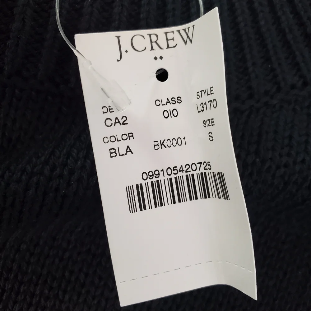 J. Crew Black Scalloped Hem Sweater Size Small NWT